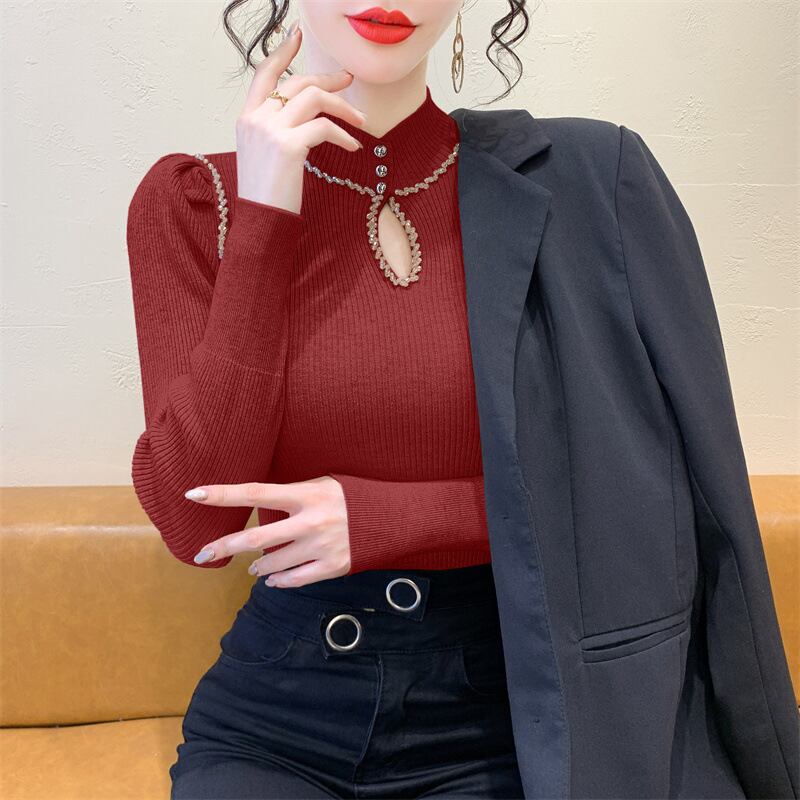 【tops】ビジューニットトップス　M28221