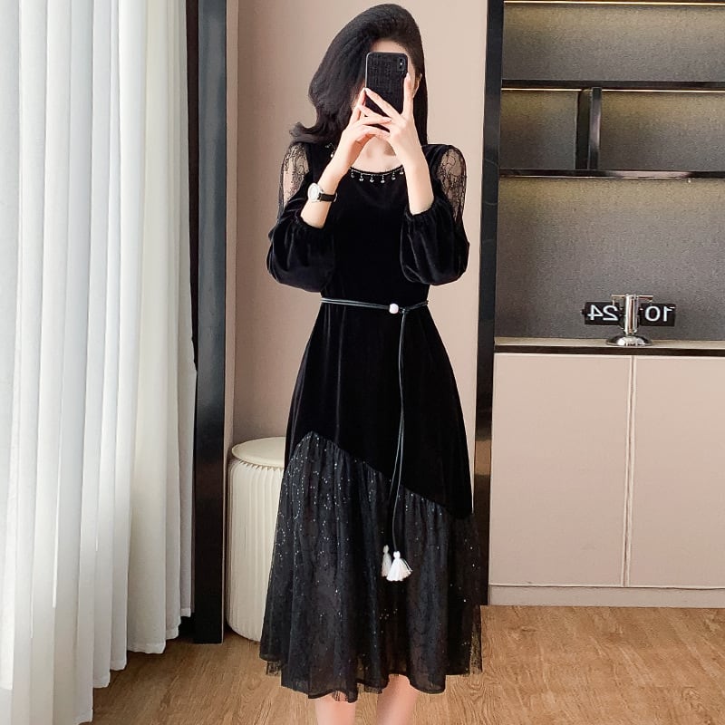 【dress】チュールドッキングワンピース　M27510