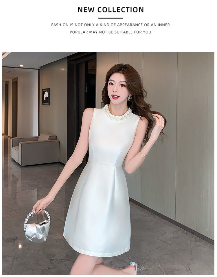 【dress】ノースリーブビーズAラインワンピース G21537