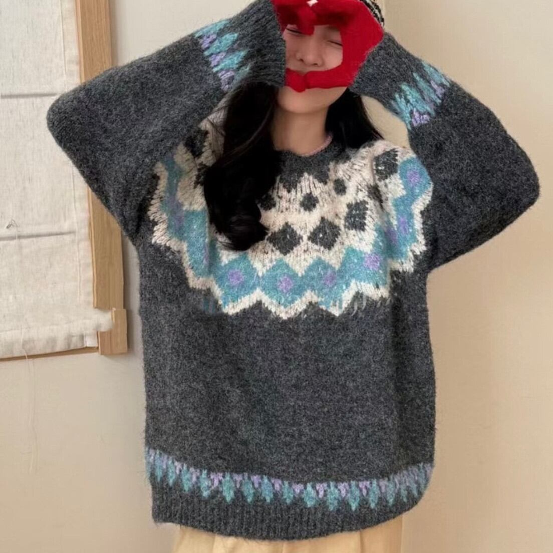 【tops】クルーネックニットセーター　M27697