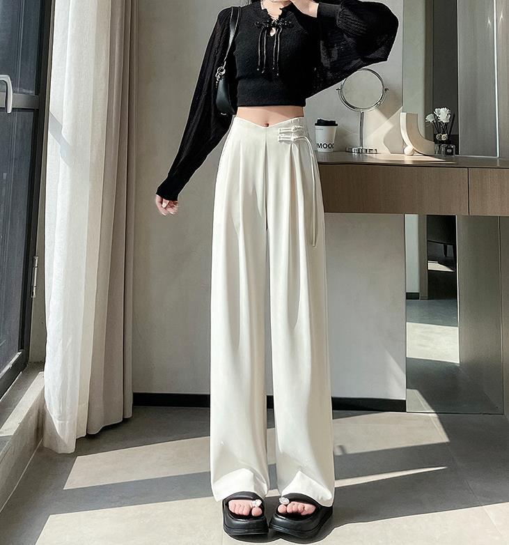 【bottoms】4色ハイウエストスーツパンツF7492