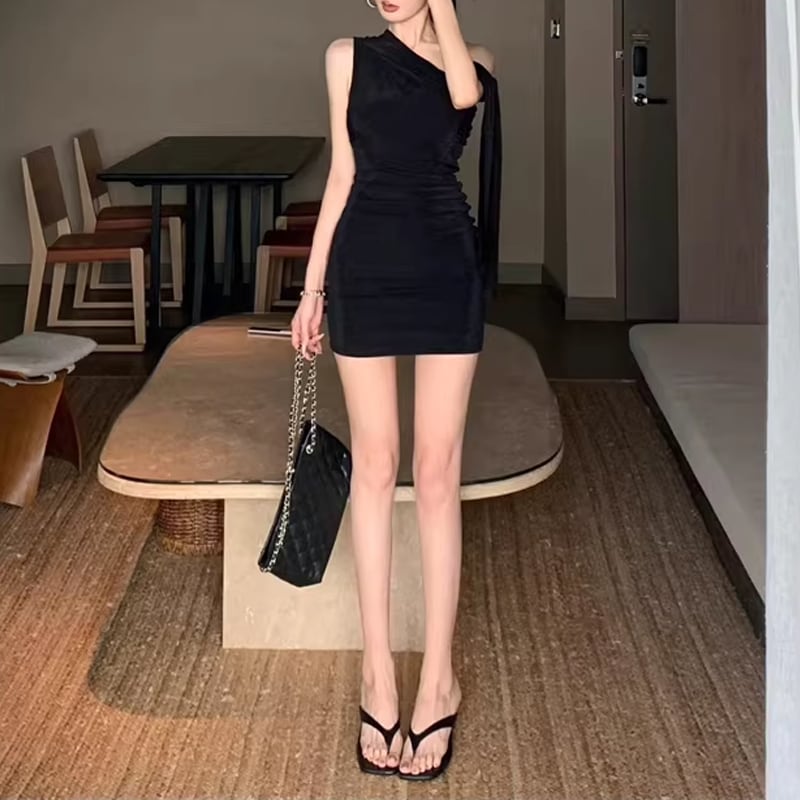 【dress】オフショルダーミニタイトワンピース Q8397