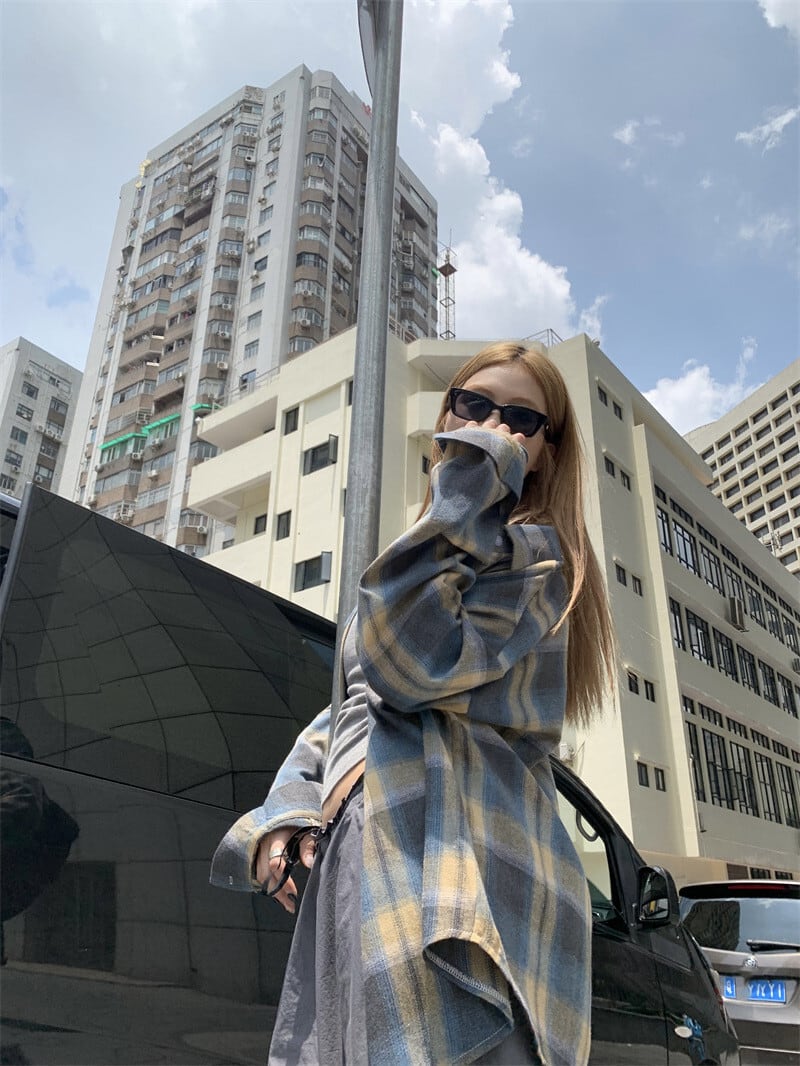 【tops】チェック柄シャツトップス　M25664