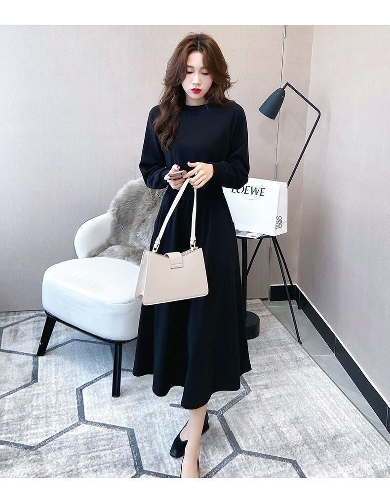 【dress】カジュアル気質満点着心地良い秋冬シンプル長袖ワンピース G2698