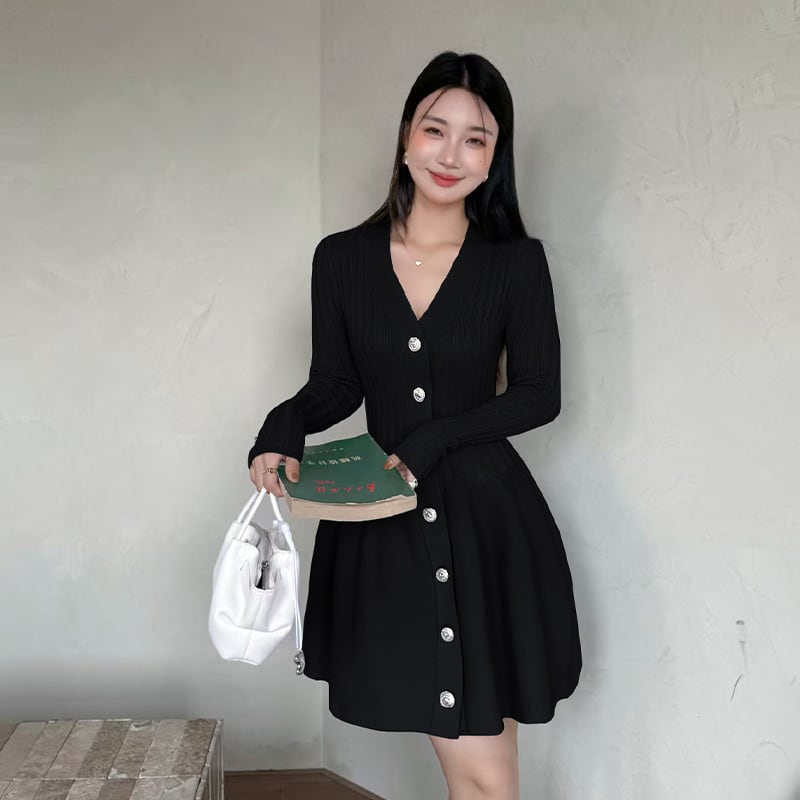 【dress】ペプラムニットワンピース Q7048
