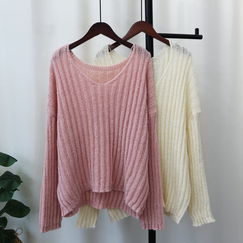 【tops】Vネックニットセーター　M26020