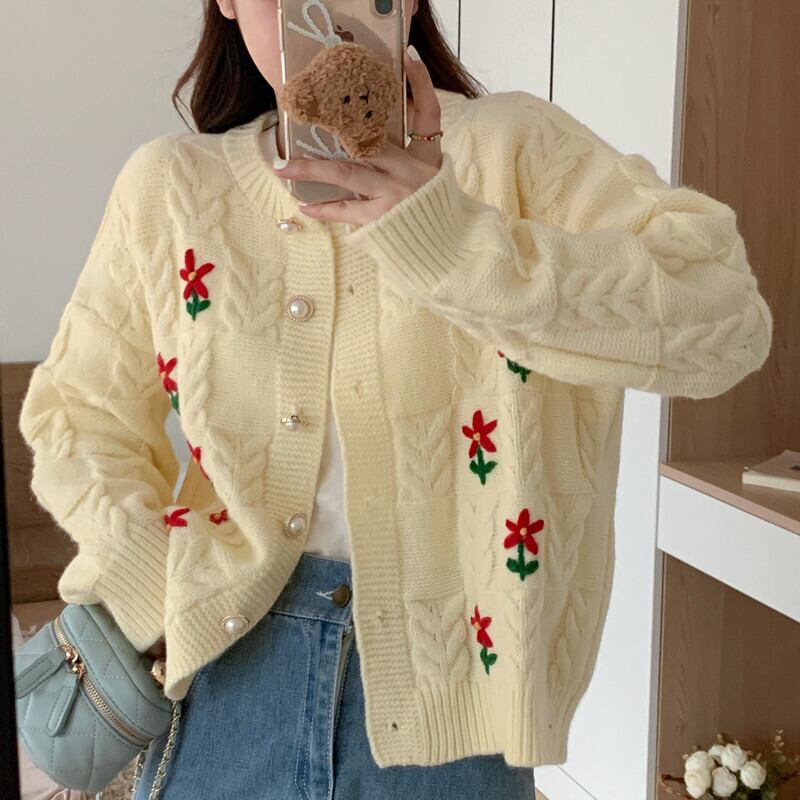 【outer】刺繍ニットカーデ　M27853