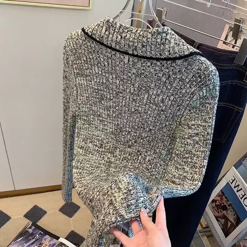 【tops】折り襟ニットセーター　M29146
