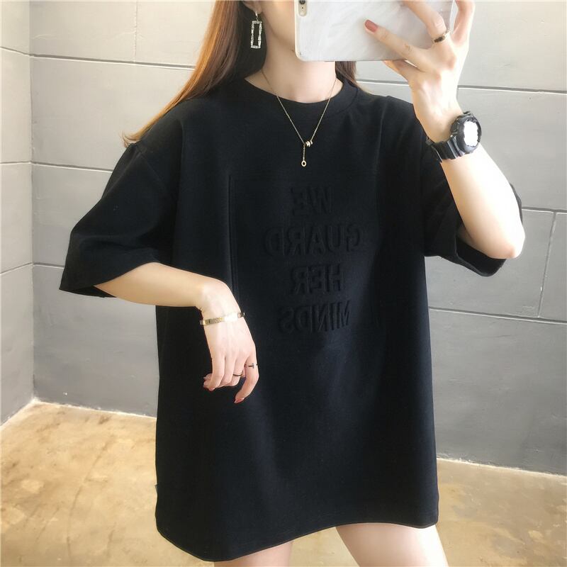 【tops】清新合わせやすいラウンドネック半袖ゆったり着回しファッションTシャツF0032