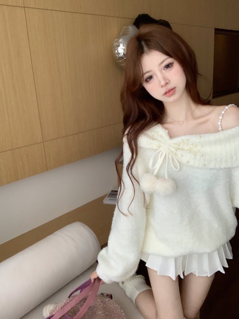 【tops】パールニットセーター　M27064