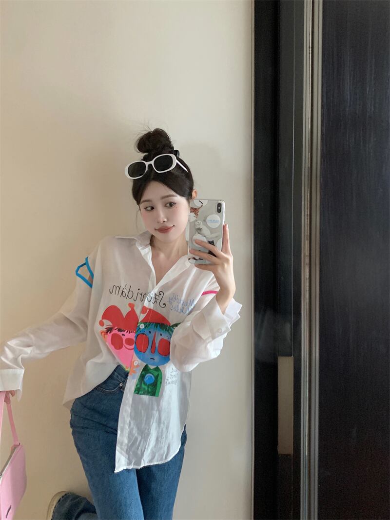 【tops】プリント薄手ブラウスG20368