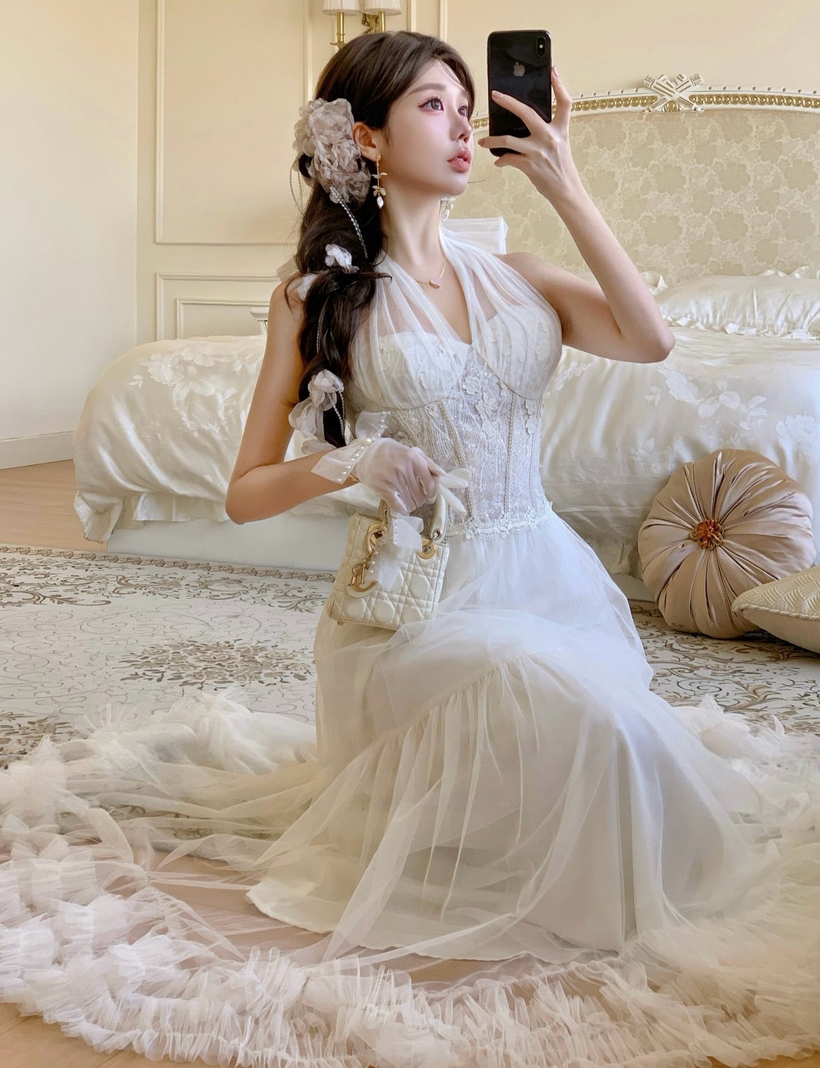 【dress】ホルターネックチュールワンピース　N3530
