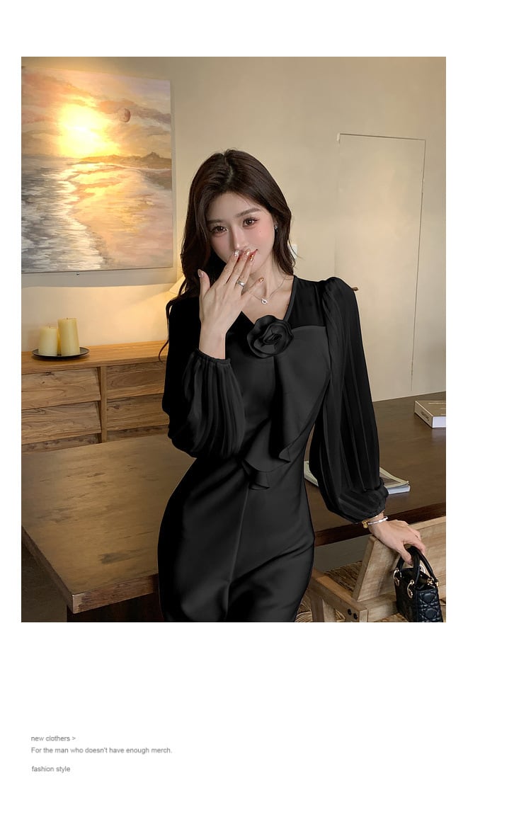 【dress】立体フラワーマーメイドワンピース