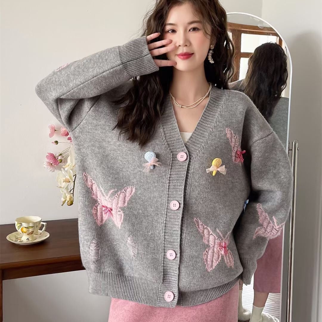 【outer】Vネックニットカーデ　M26382