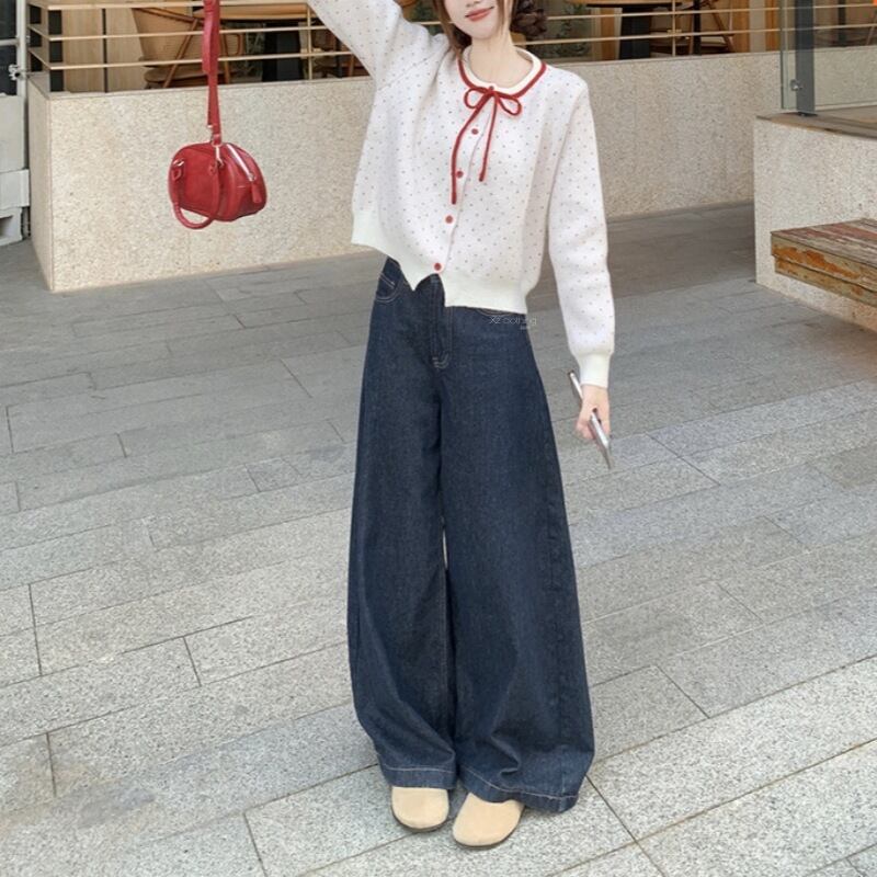 【outer】リボン付きニットカーデ　M28697