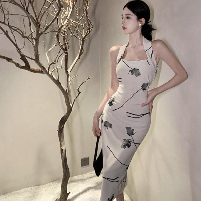 【dress】ホルターネック体型カバーワンピース G21103