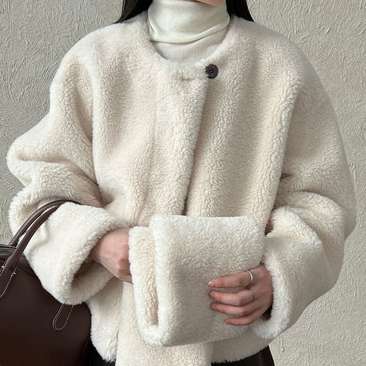 【outer】スカーフ付きシープボアコート Q7225