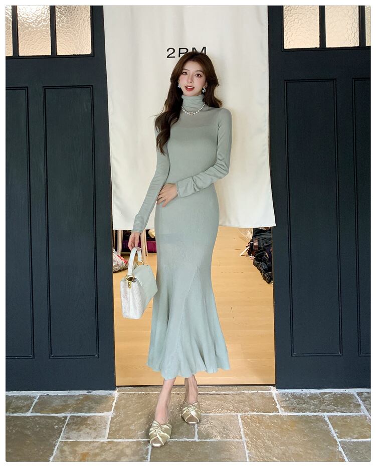 【dress】ハイネックニットワンピース　M28304