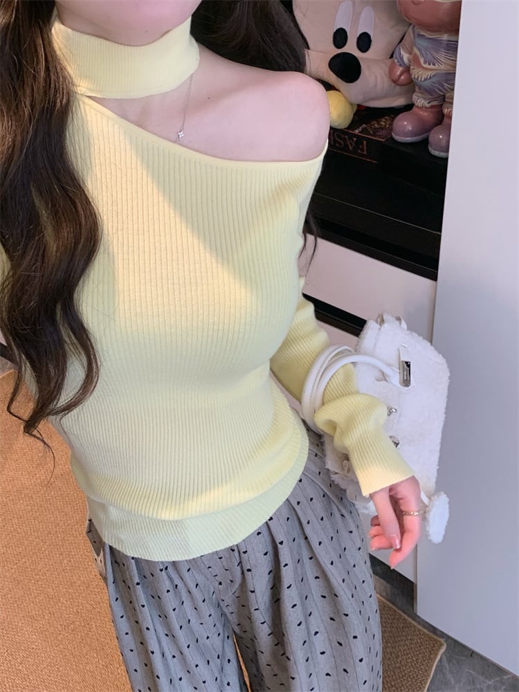 【tops】オフショルダーニットトップス　M28410