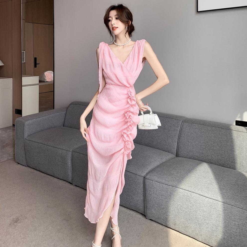 【dress】Vネックギャザーワンピース G20117