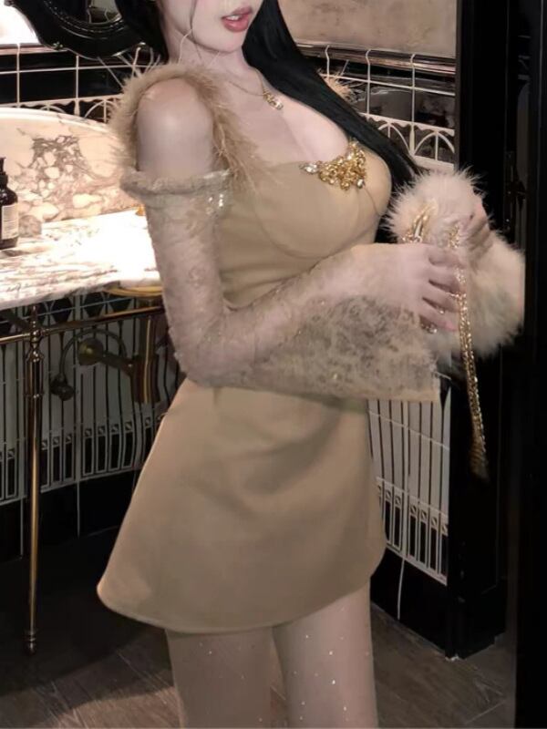 【dress】レースドッキングワンピース　M29407