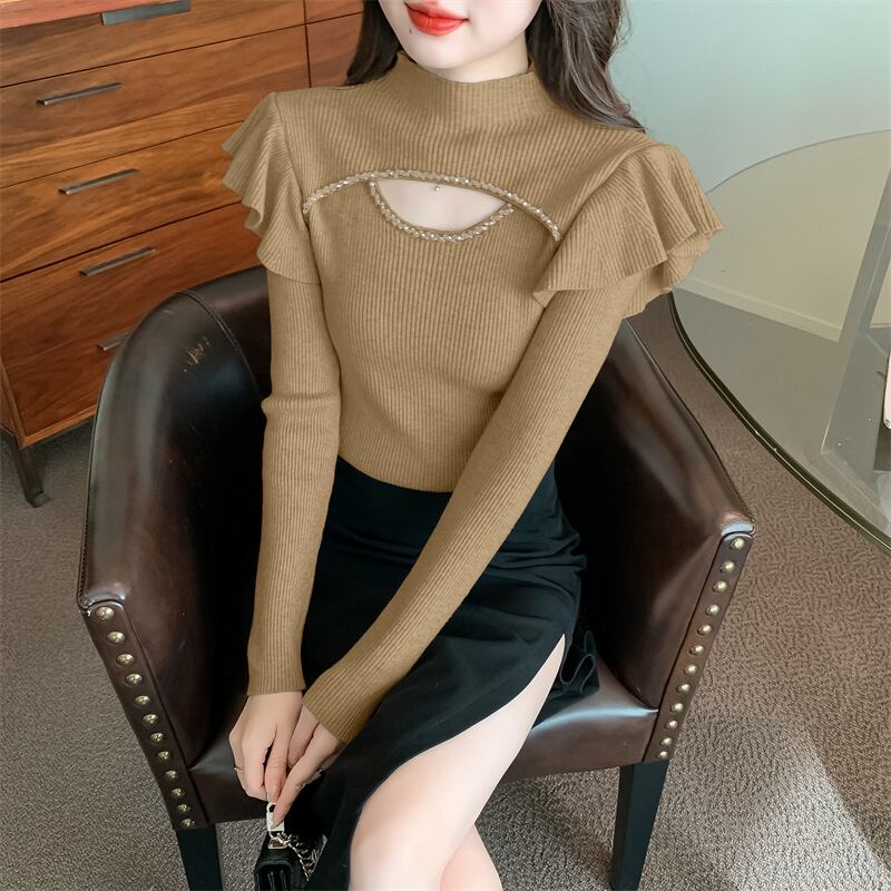 【tops】フリルニットトップス　M18859