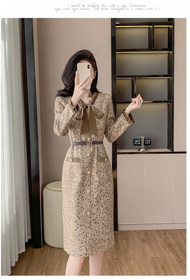 【dress】スパンコールツイードワンピース　M27788