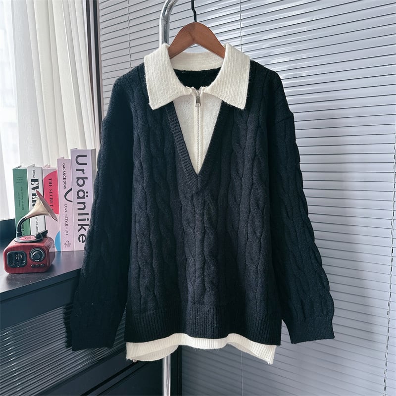 【tops】切り替えニットセーター　M28622