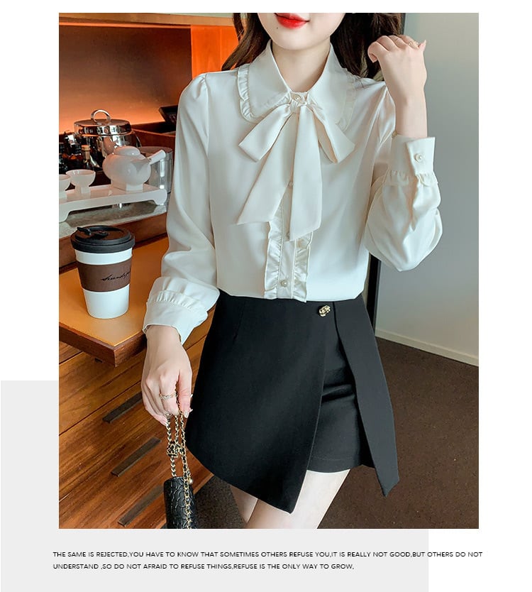 【tops】リボン付きシャツトップス　M28974