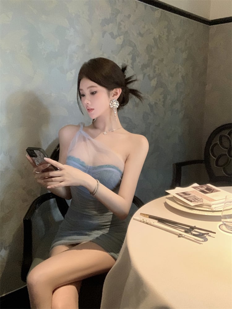 【dress】チュールドッキングワンピース　M24971