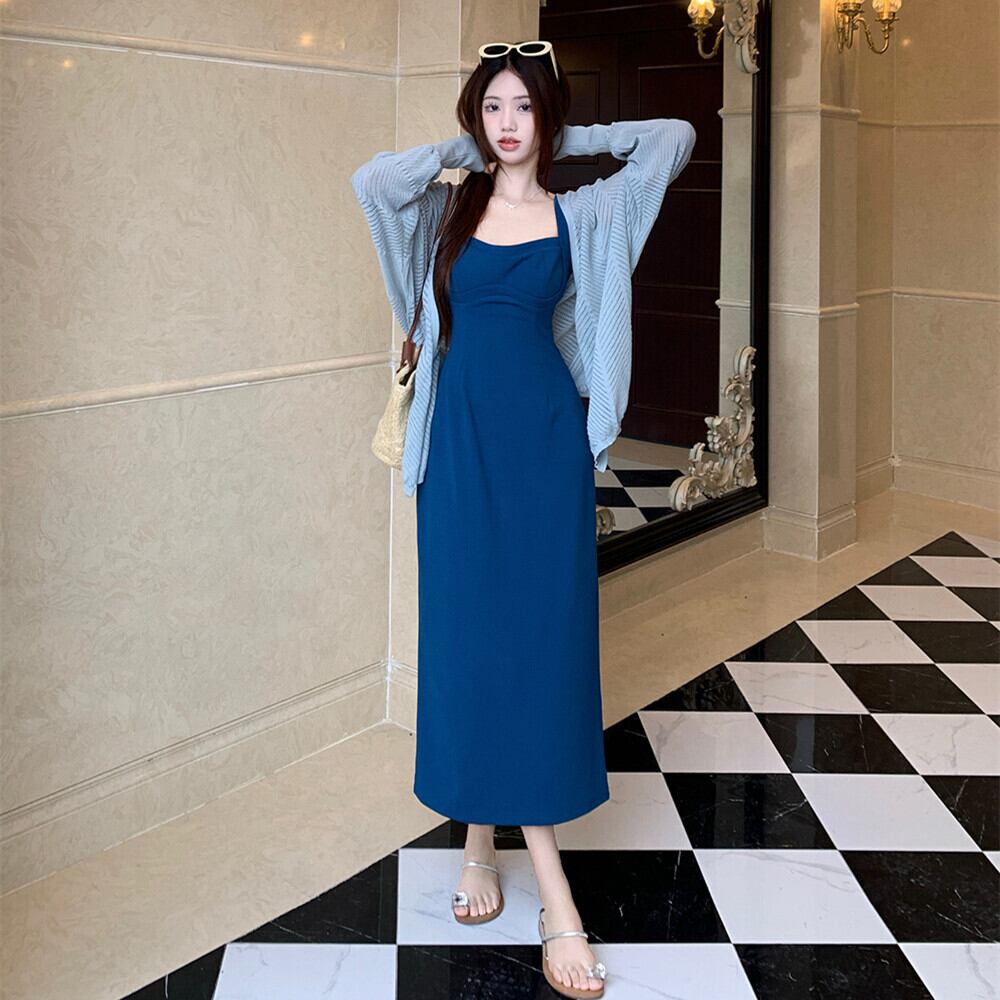 【set】紫外線対策ニットカーデ×キャミワンピースセット　M29834