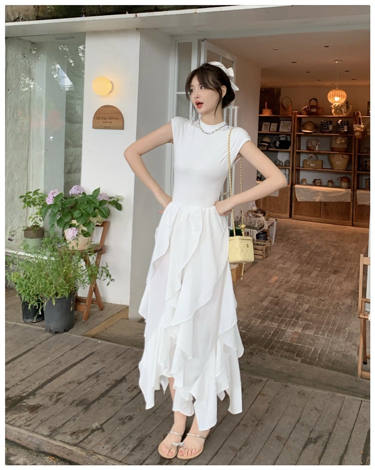 【dress】不規則 イレギュラードッキングワンピース　M23909