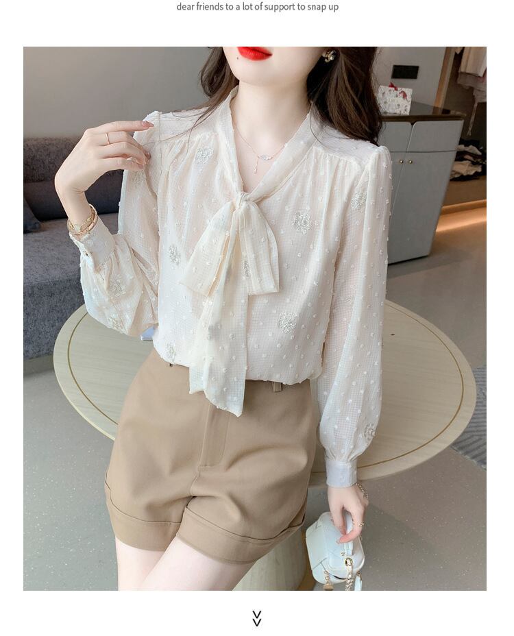 【tops】リボン付きシャツトップス　M28633