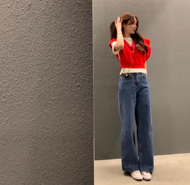 【tops】4色VネックニットベストF7425