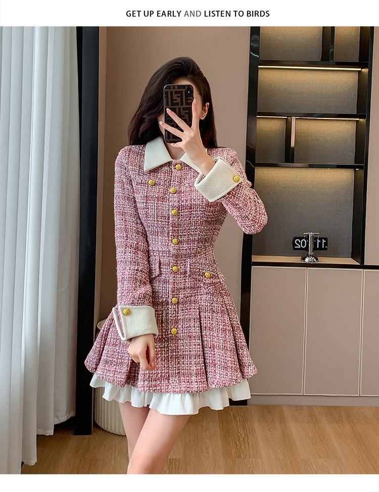 【dress】ツイードドッキングワンピース　M18135