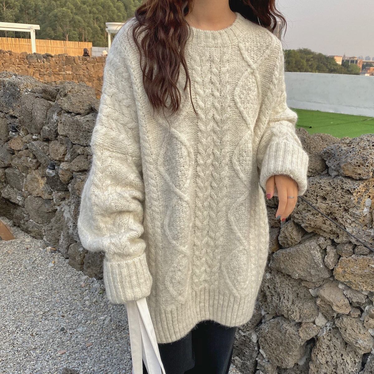 【tops】クルーネックニットセーター　M19014