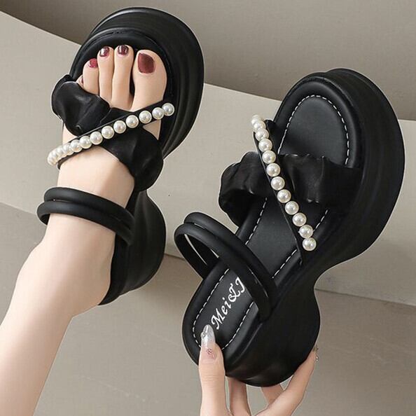 【shoes】パール付きサンダル　M30337