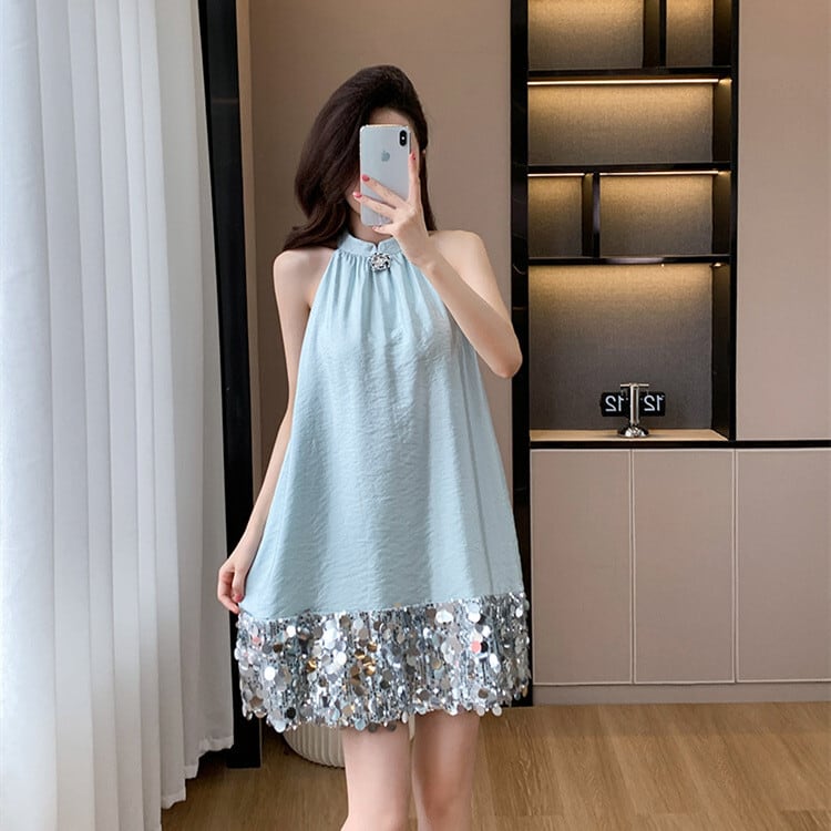 【dress】キラキラノースリーブワンピース　M24338