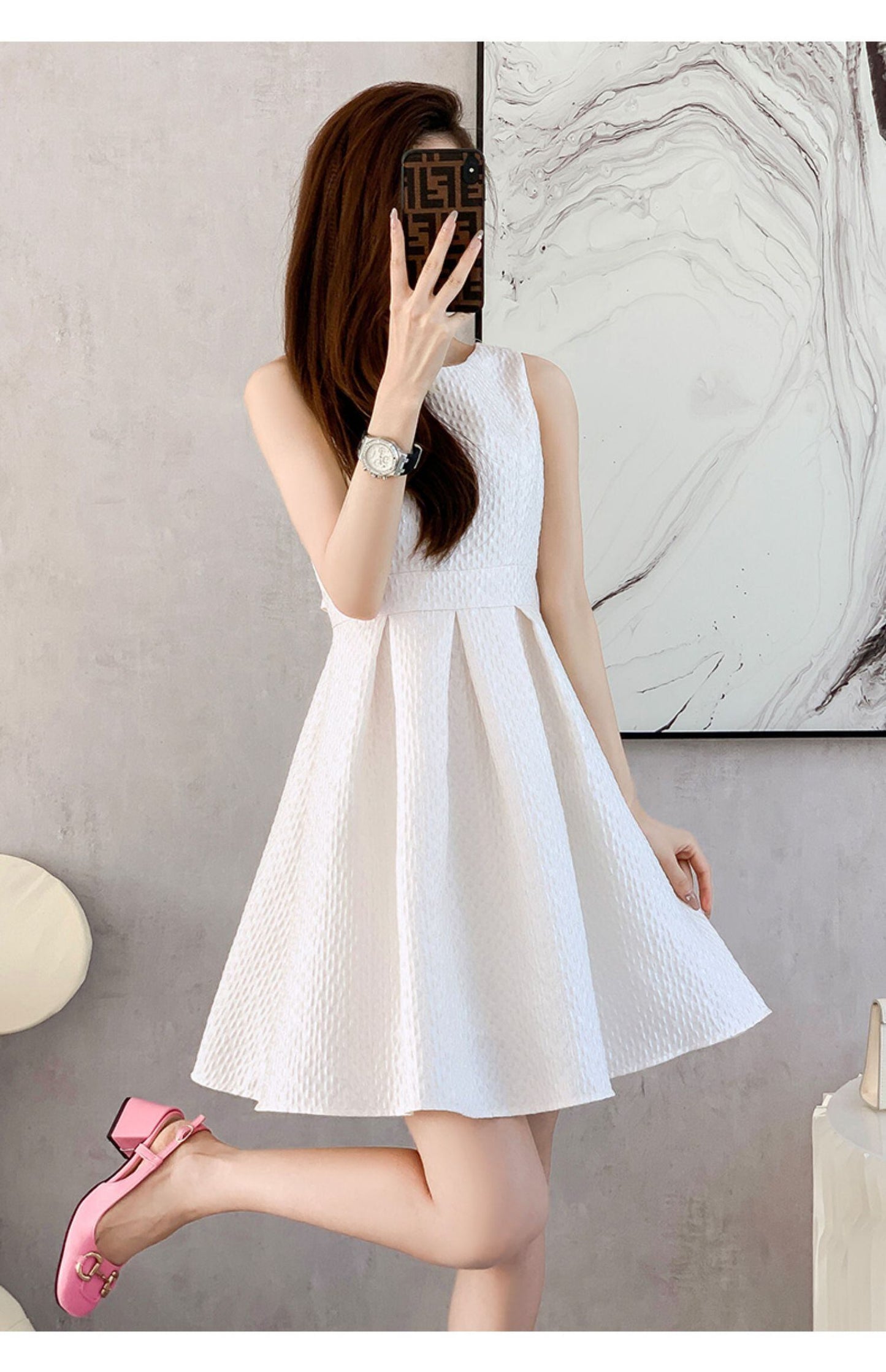 【dress】高級感気質満点Aラインエレガントリボン高級感Vネックハイウエストワンピース G13255