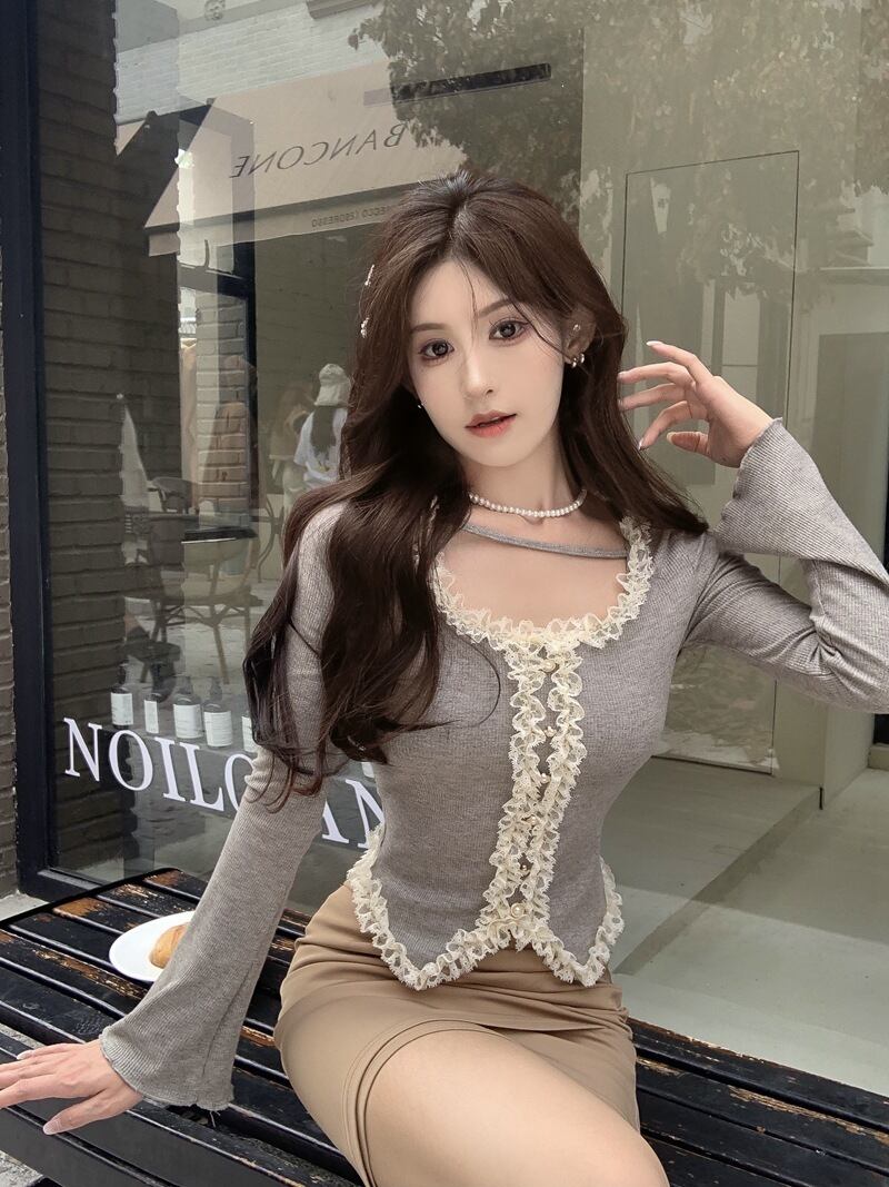 【tops】レース切り替えトップス　M29321