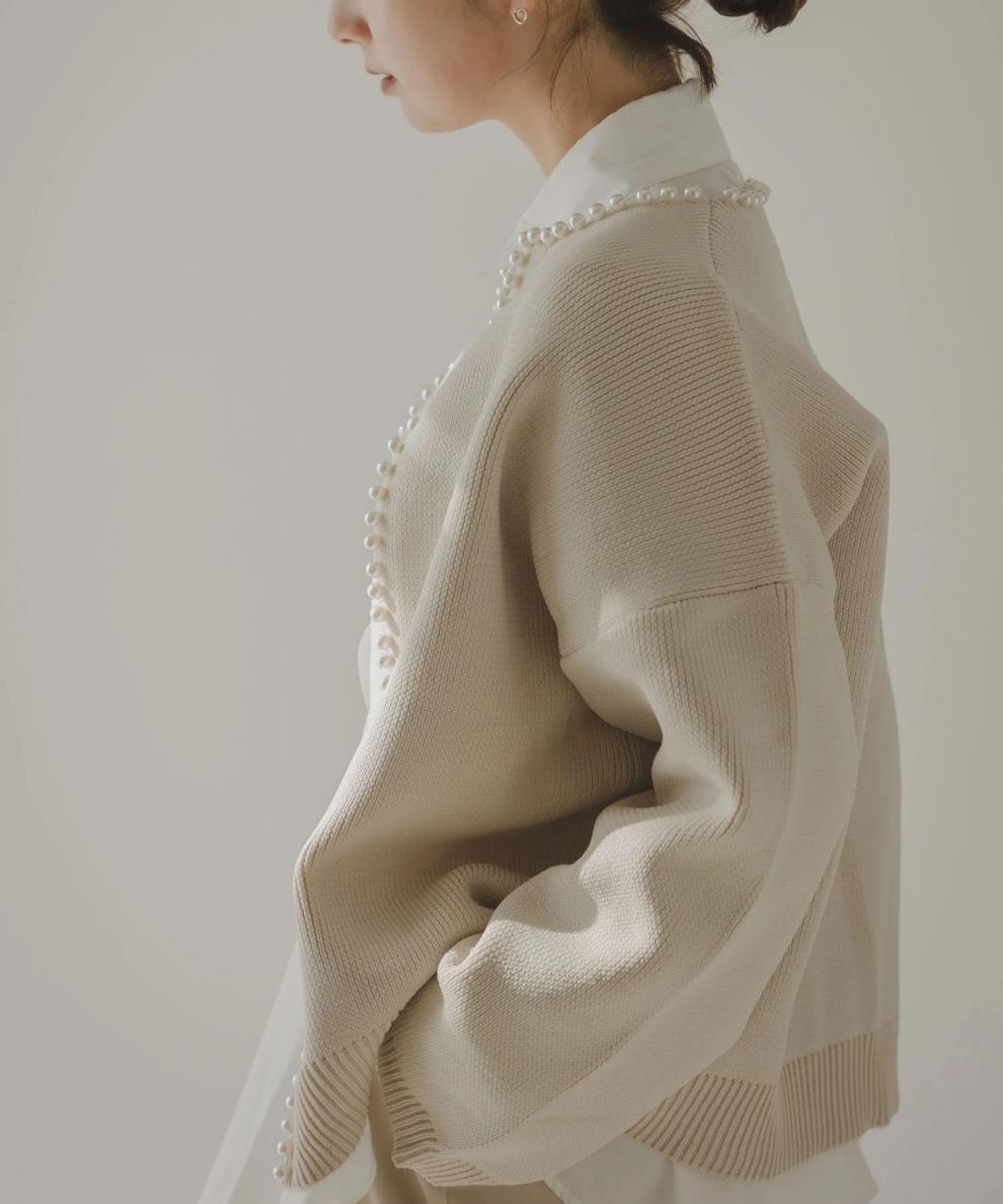 【outer】パールニットカーデ　M25572