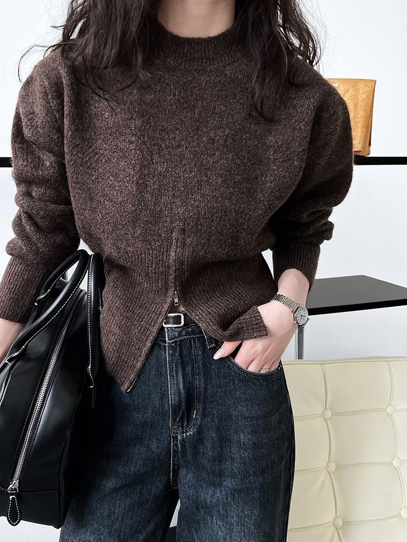 【tops】ファスナーニットセーター　M25667