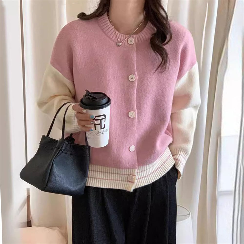 【outer】配色ニットカーデ　M25964