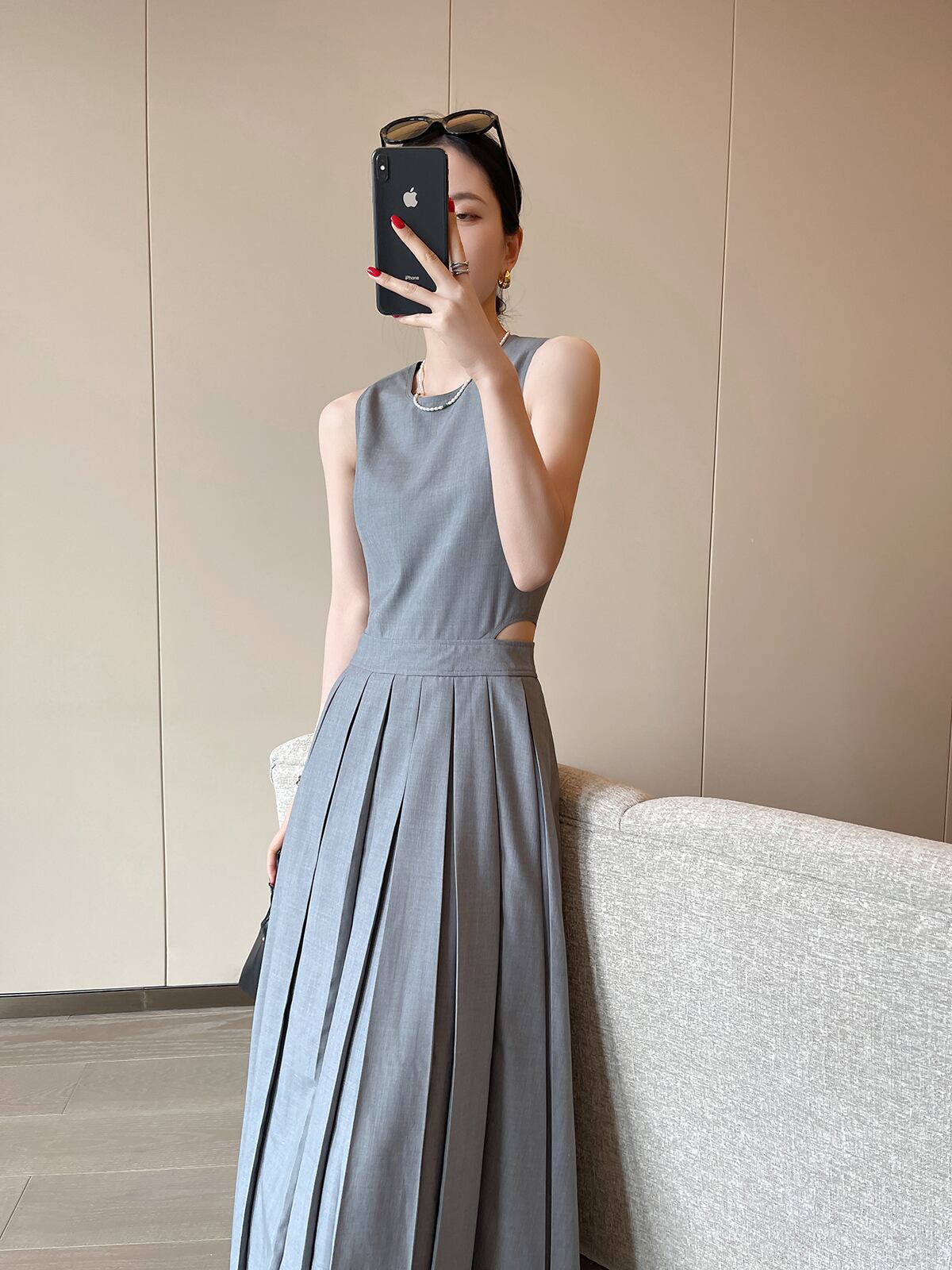 【dress】ウエストカットプリーツワンピース　N2993