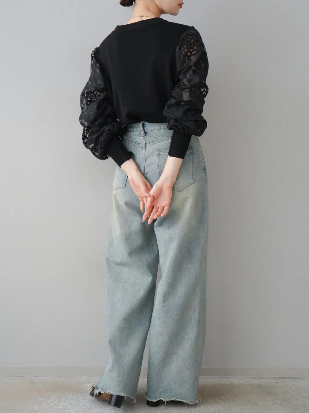 【tops】レース切り替えトップス　M29484