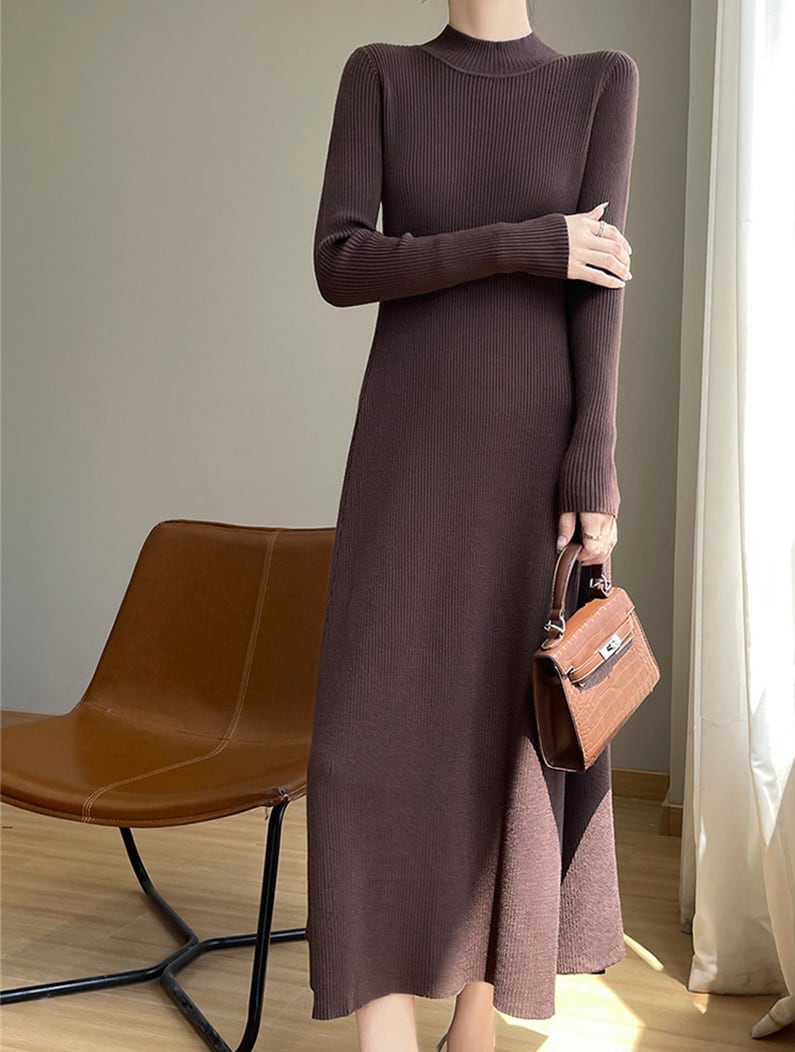 【dress】ハイネックニットワンピース Q7316