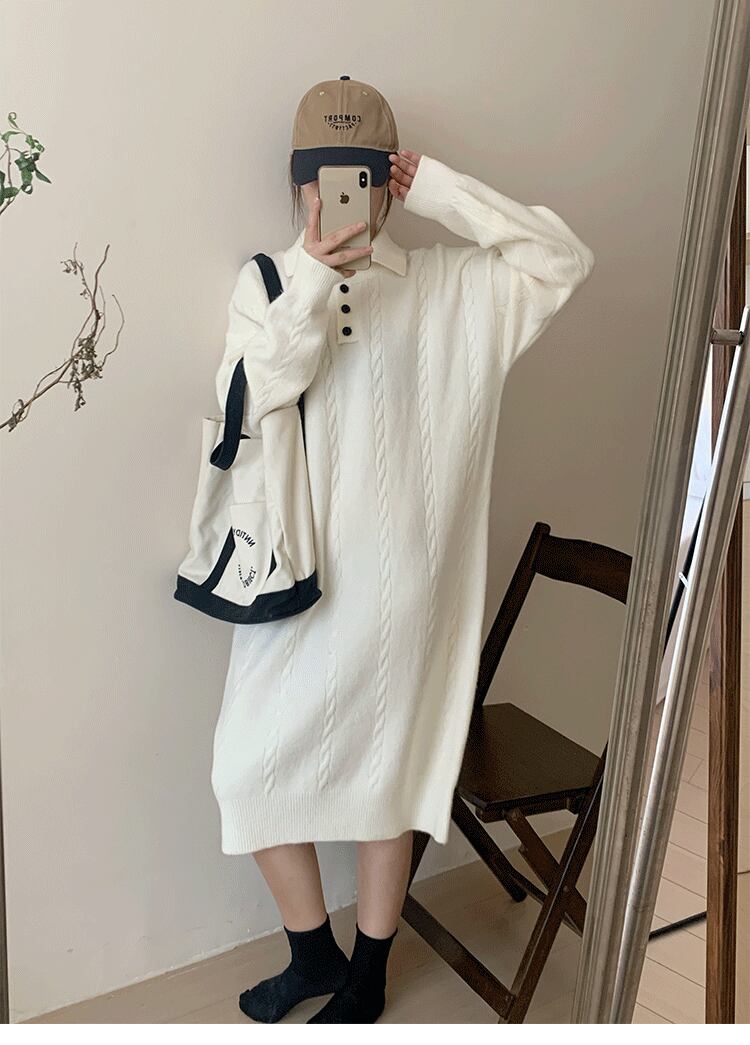 【dress】POLOネックニットワンピース　M18757