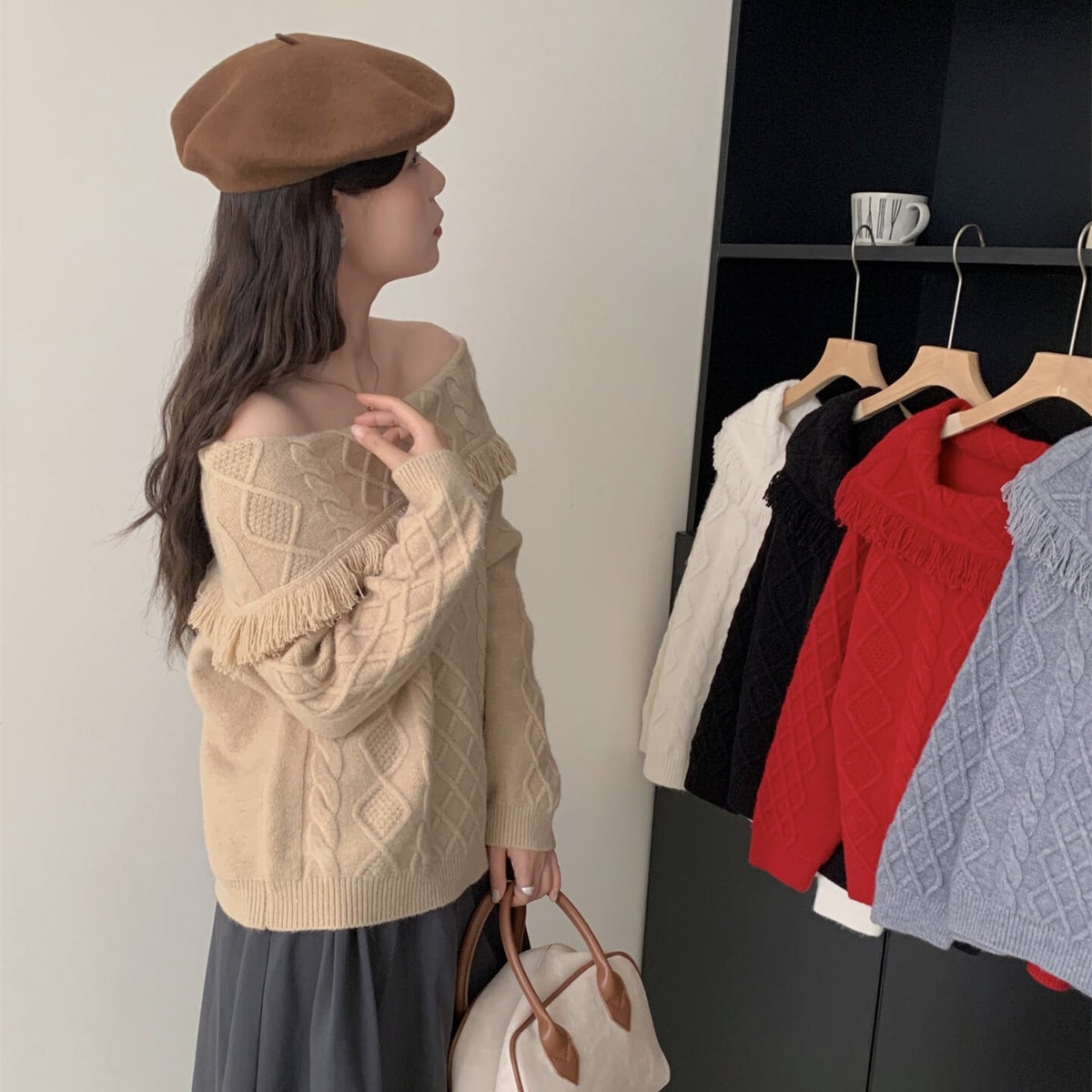 【tops】ボートネックニットセーター　M26280