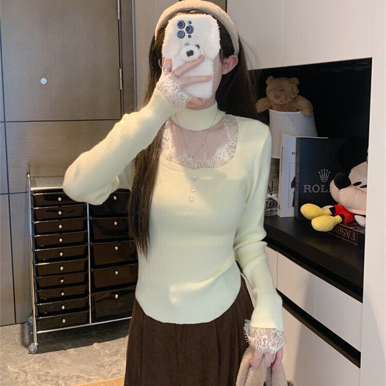 【tops】レースニットトップス　M28418