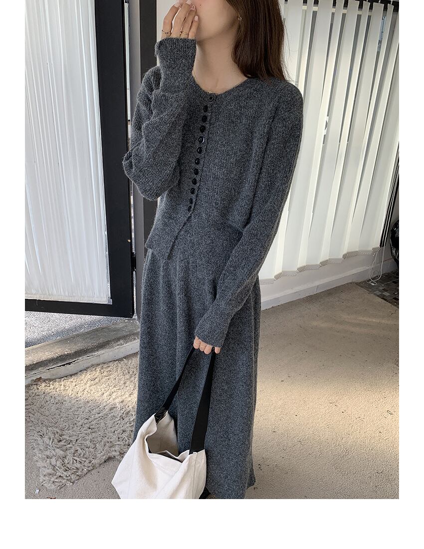 【set】ニットカーデ×スカートセット　M27271